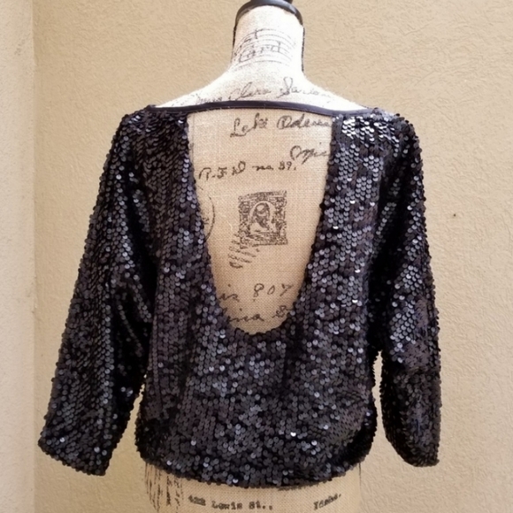 SILENCE + NOISE SEQUIN BLACK TOP SIZE M - Picture 5 of 8